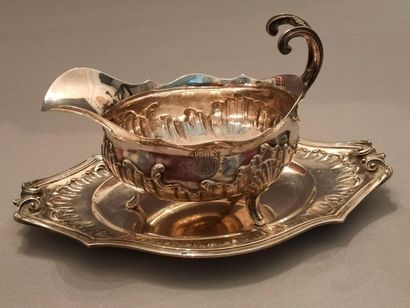 null Sauceboat - silver - minerva punch - Louis XV style - Total weight : 570g -...