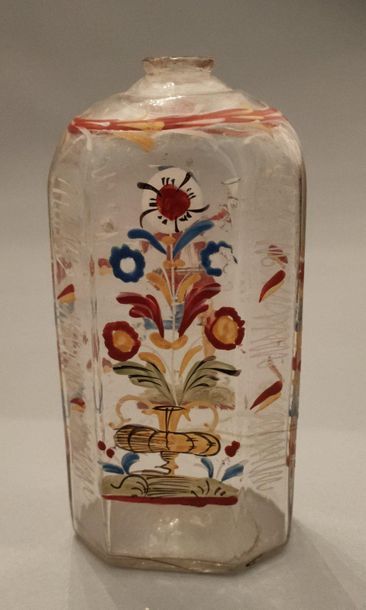 null Painted bottle - Germany - Late 17th - early 18th century - H: 20 cm