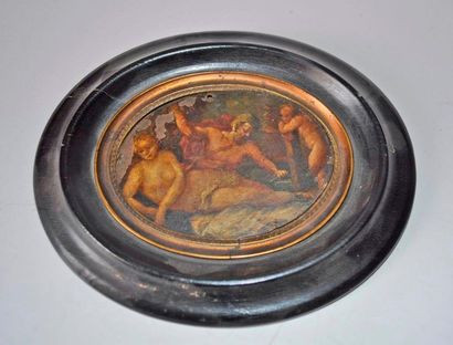 null Ecole Française XVIII°. Venus. Huile sur métal ovale, encadrement XIX°, 7x9...