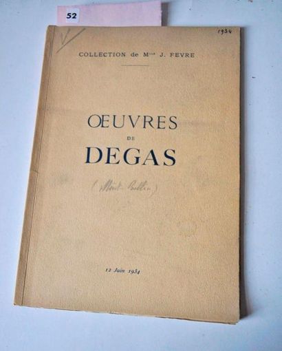 null Catalogue vente DEGAS, collection Fevre. Drouot 1934, Annoté bon état 