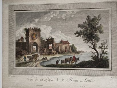 null Engraving first print - View of the Porte de St Rieul in Senlis - Chéreau Fxc...