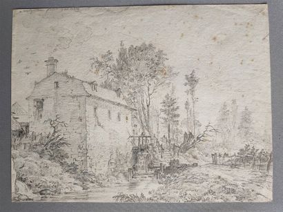null Pencil drawing representing a mill - 19th C - 23x18 cm