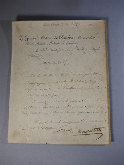 null Letter on cardboard from General Baron de l'Empire, Commander of the Ecole Spéciale...