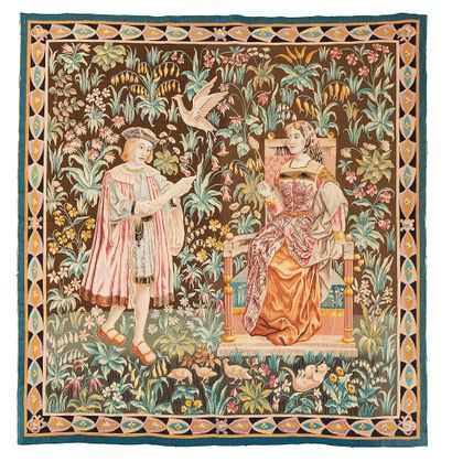 Aubusson Tapestry in wool and silk, end of...