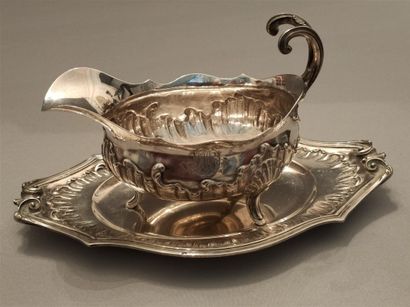 null Sauceboat - silver - minerva punch - Louis XV style - Total weight : 570g -...
