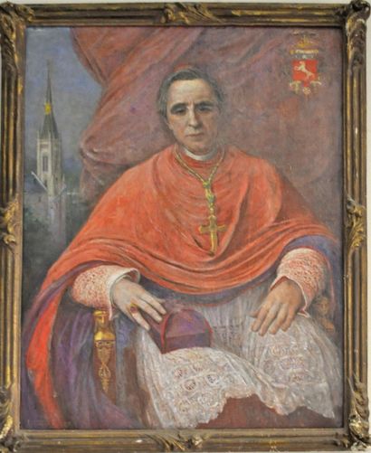 null Portrait de cardinal, armorié, vers 1840, huile sur toile, 115x88cm
