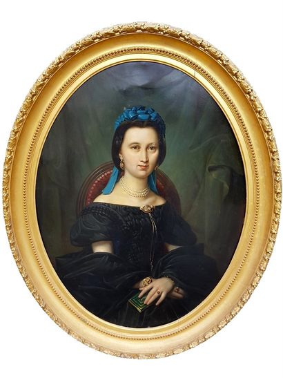 null Karl EPPELIN né en 1816 - 1885 (école Allemande) Portrait de femme au turban...