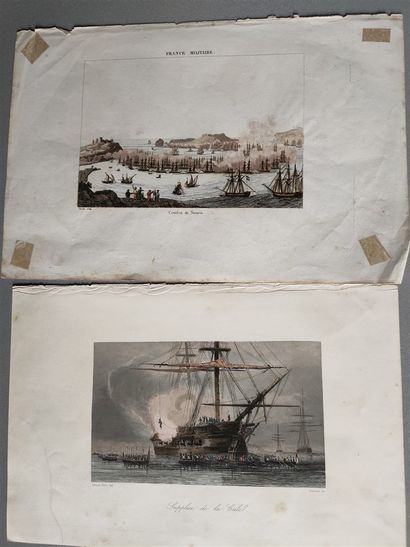 null Two Naval engravings on fine paper - Combat de Navarin - Supplice de la Cale...