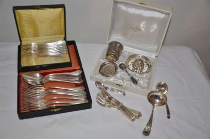 null Baptismal kit and various silver-plated metal cutlery