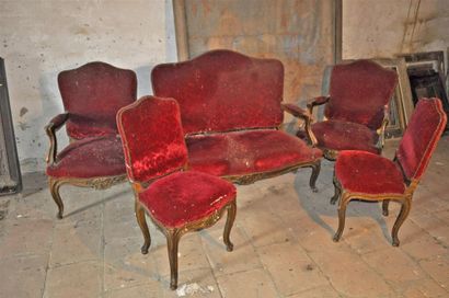 null Living room set: sofa + 2 armchairs + 2 chairs. Napoleon III style