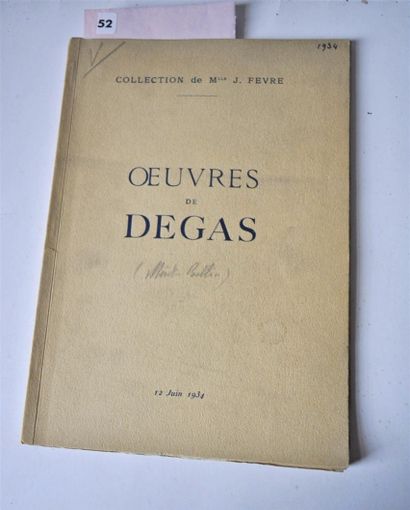 null Catalogue vente DEGAS, collection Fevre. Drouot 1934, Annoté bon état