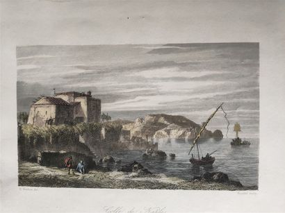 null Engraving representing the Gulf of Naples - E. Houbon (light wetness in the...
