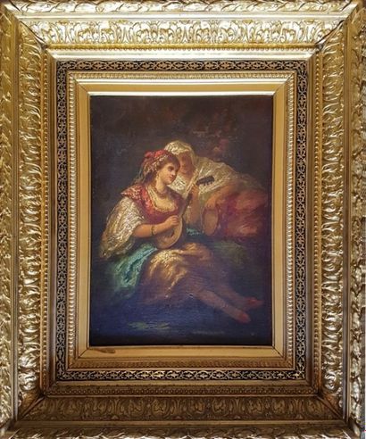 null Louis DEVEDEUX 1820-1874. Au harem. Huile sur toile 33 x 24 cm, trace de signature...