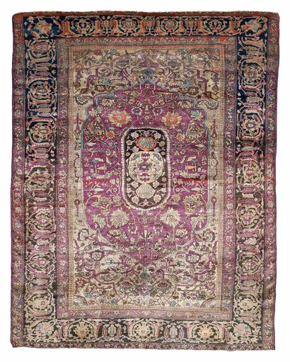 null Ancien FÉRAHAN en soie (Perse), fin du 19e siècle. Dimensions : 210 x 133cm....