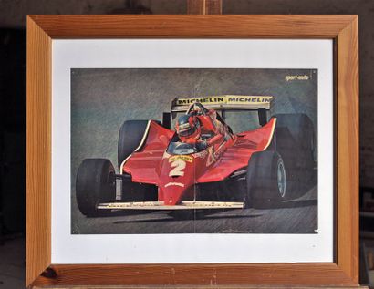 null Ferrari 312 T5 N° 2, G. Villeneuve. Poster encadré. 40x55cm