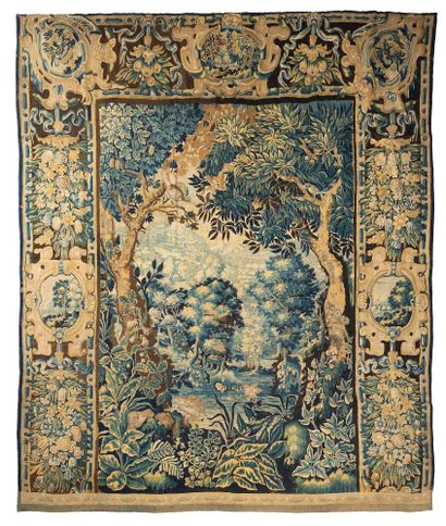 null 
"Verdure" tapestry panel from Oudenaarde. Beginning of XVII° century, called...