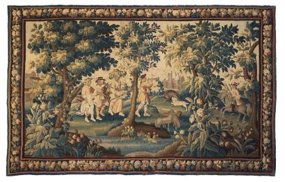null 
Original and important Aubusson tapestry. Beginning of XVIIIth century. Two...