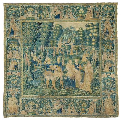 null 
 
Tapestry from Oudenaarde (Flanders), from the end of the 16th century. Technical...