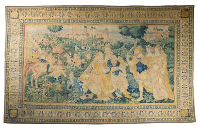 null 
Important tapestry Oudenaarde (Flanders) end of 16th century. 
The siege of...