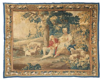 null 
Tapestry from the Royal Aubusson Manufacture End of 18th century " Scène galante...