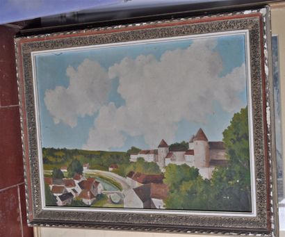 null A. BERTAUD. Semur en Auxois. Oil on canvas, signed lower right, 48x58cm
