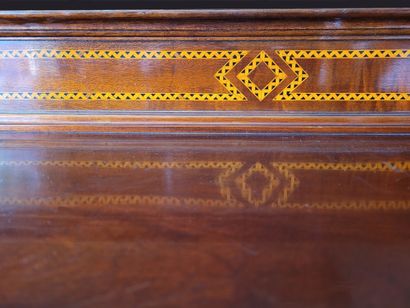 null English Chippendale style display cabinet circa 1900, in mahogany and marquetry....