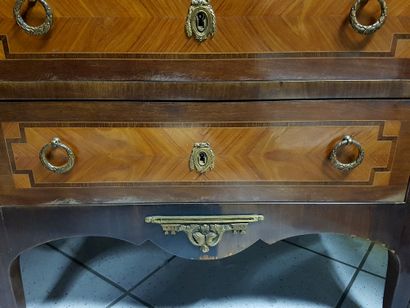 null Small secretary end of XIXth 1900 in the Louis XVI style (to be restored) inlaid,...