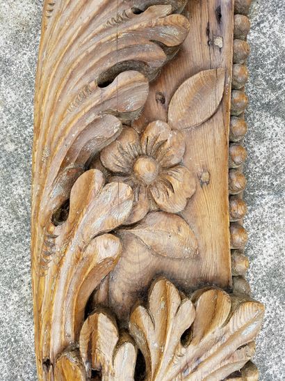 null 2 beautiful elements in carved oak. 19th century, length: 120 cm Width: 24 ...