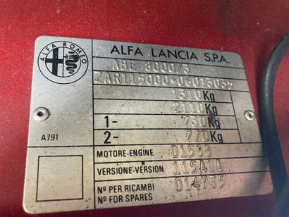 ALFA ROMEO DUETTO -1991 N° Série ZAR11500006013035 
Modèle à succès de la marque...