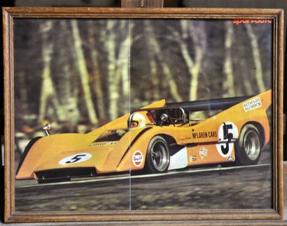 null McLaren M8F N° 5, D. Hulme Can Am. Framed poster. 30x40cm