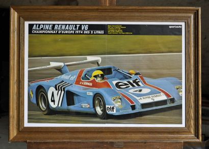 Alpine 443 V6, Serpaggi. Framed poster. ...