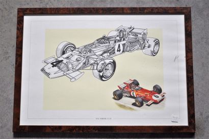 null Lot of 7 framed pieces, Formula 1 Ferrari 1970s (37x52cm)