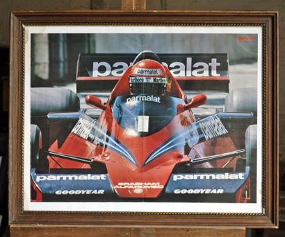 Barbham bt 49, Parmalat, Piquet. Framed poster....