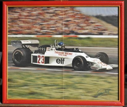  Ensign MN 176, Theodore Racing, Tambay, signed. Framed poster. 40x50cm