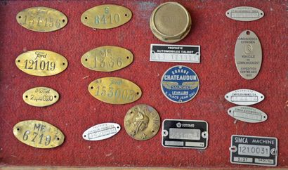 Lot of 17 serial number plates; Ford, Talbot,...
