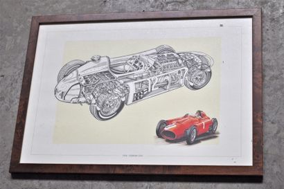 null Lot of 7 framed pieces, Formula 1 Ferrari years 1940/1950 (37x52cm)