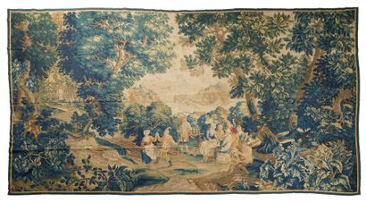 null Important panneau de fine tapisserie d’Audenarde (Flandres), de la fin du XVIIe...