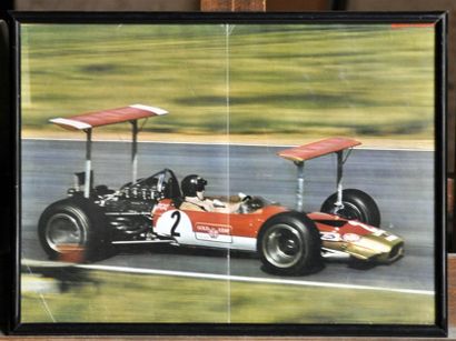 null Lotus 49 G.L., G. Hill, Espagne 1968. Poster encadré. 30x45cm