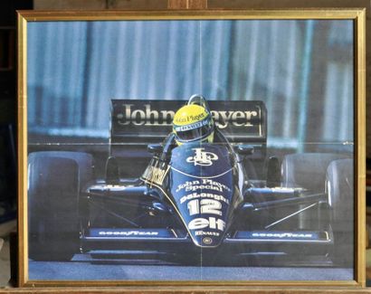 Lotus 85 T JPS N° 12, A. Senna. Poster encadré....