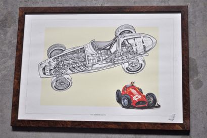 null Lot of 7 framed pieces, Formula 1 Ferrari years 1940/1950 (37x52cm)