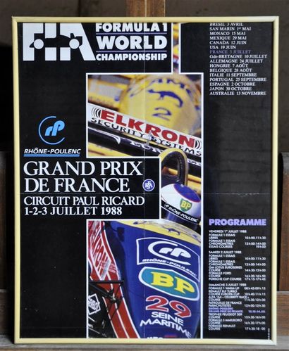 Affiche Gran Prix de France 88, P. Ricard....