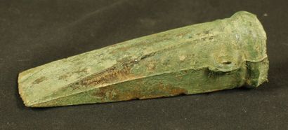 Bronze socketed axe with lateral ring above...