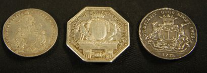 null Lot de 3 jetons : Jeton en argent. Etats de Bretagne. Louis XV : 1754 + Jeton...