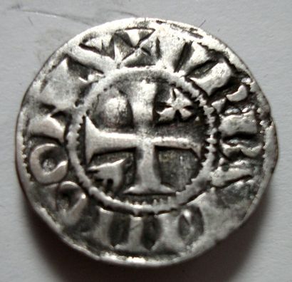null LOUIS IV of OUTREMER 931-954. Bishopric of Langres. Silver denarius +LUDOVICUS...