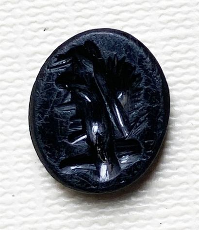 null Bloodstone intaglio engraved with a bust of a man (diademed ?) From the collection...
