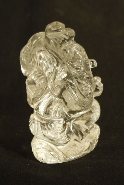  Statuette of Ganesh carved in rock crystal H :6,2cm 75,3g.