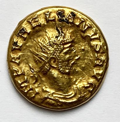 null Fake antique, gold-plated bronze coin on one side, IMP AVRELIANVS. AVG, radiated...