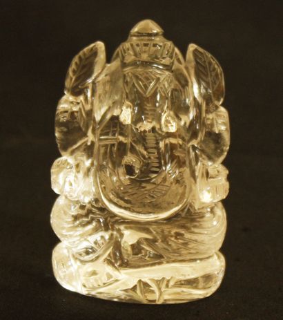  Statuette of Ganesh carved in rock crystal H :6,2cm 75,3g.