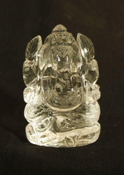 null Statuette of Ganesh carved in rock crystal H :6,2cm 75,3g.