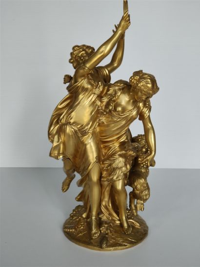  CLODION (1738-1814) - After. Dancer with Tambourine - gilded bronze, superb gilding...